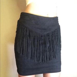 suede fringe mini skirt